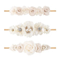 3-Pack Baby Girl Floral Headbands, Super Soft Stretchy Nylon Hair Accessories for Newborn Toddler