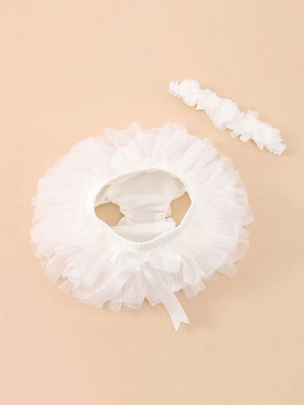 Boutique Baby Girls Tutu Bloomers Diaper Cover Newborn Soft Fluffy Solid Color Tulle Bloomer Skirts and Flower Headband Set