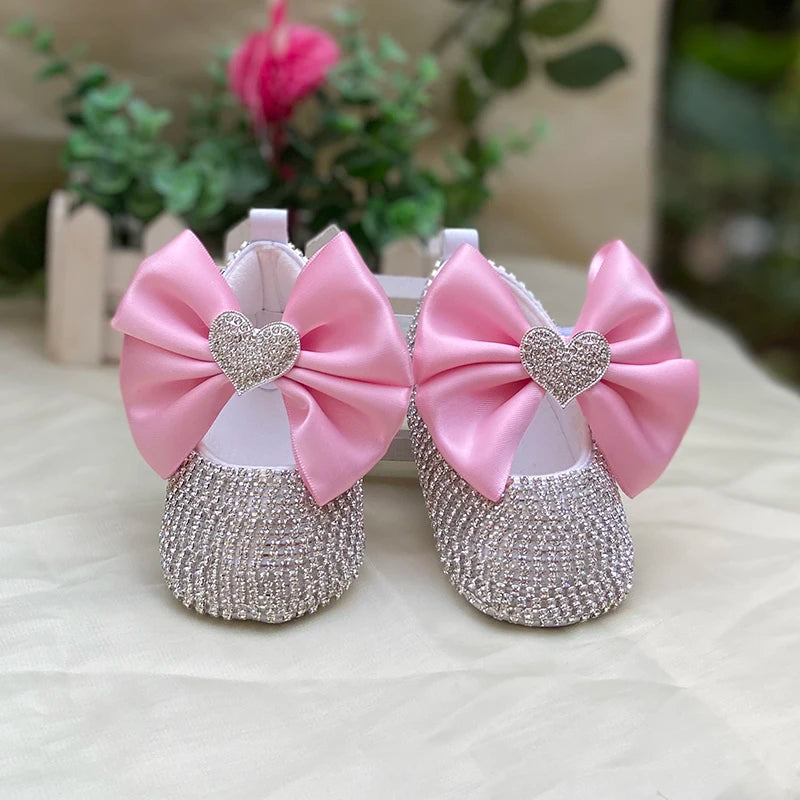 Dollbling Baby Diamonds and Pearls Custom Baby Girl Pearl Rhinestone Birthday Baptism Fancy Shoes Baby Shower Easter