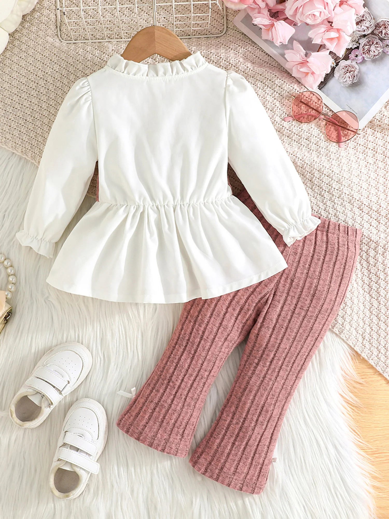 Adorable Infant Girl Winter Clothes Stylish Ruffle Sweater and Leggings 2 Piece Ensemble for Cold Weather