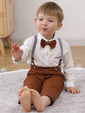 Toddler Baby Boy Clothes 1-5T Gentleman Suit Long Sleeves Shirt + Suspender Pants + Bowtie Toddler Boy Outfits