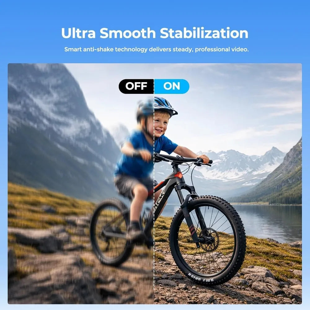 4K POV Camera with WiFi, 64GB Card, Charger Case, EIS Stabilization, Magnetic Mount, 150° Wide Angle for Sports & Vlog