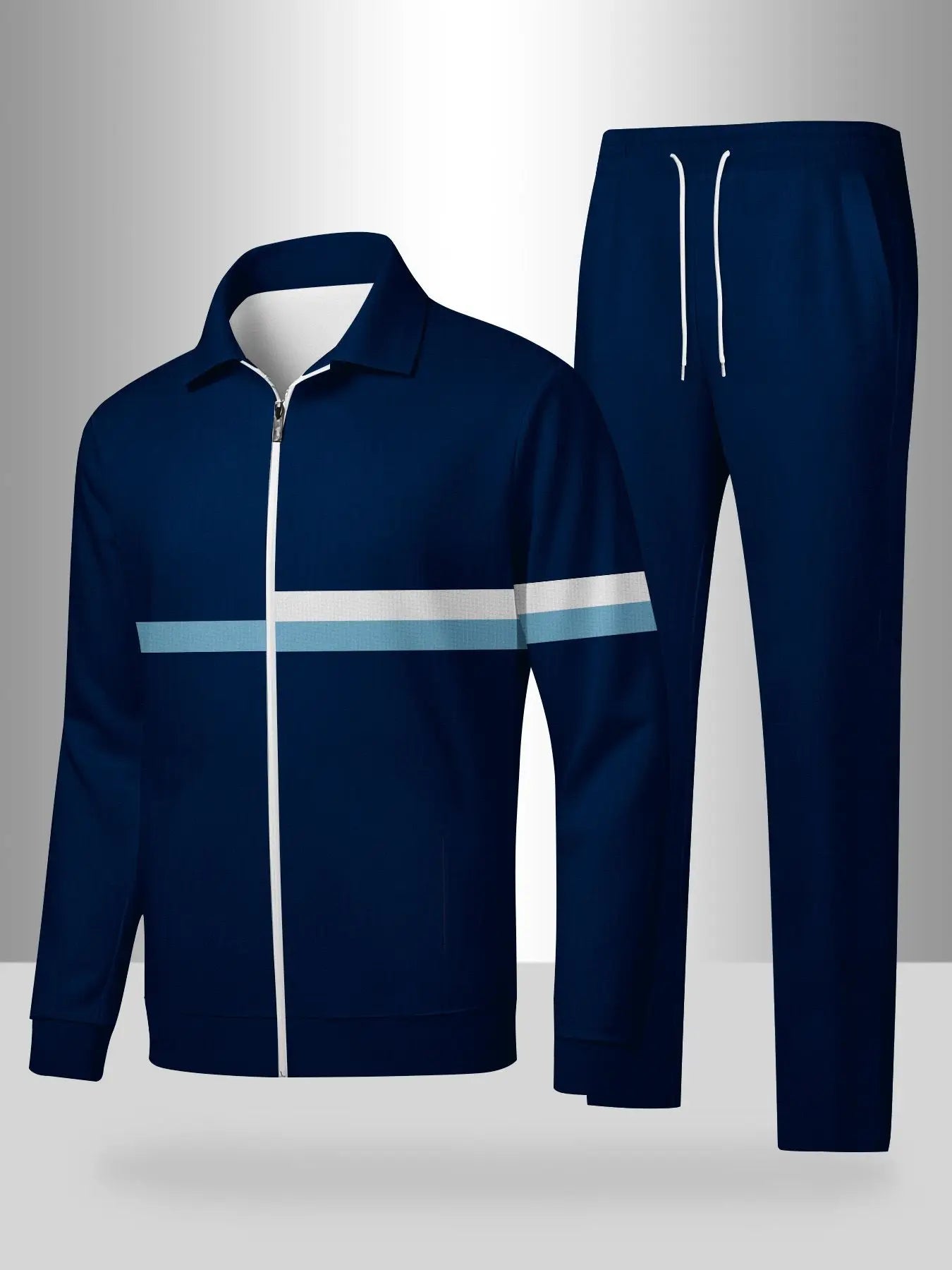 2-piece set, European and American men's fashionable sports long-sleeved top and long pants set