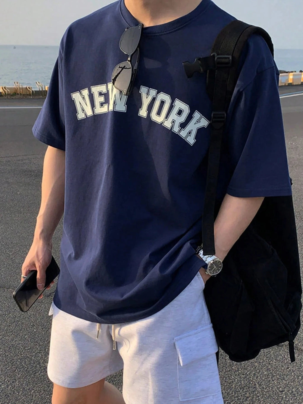 DAZY Men Back To School Letter Graphic Drop Shoulder Oversized T Shirt