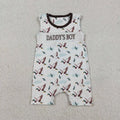 Smocked 'Daddy's Boy' Baby Sleeveless Ducks Hunting Short Rompers for Infants Boys Comfortable Breathable Rompers