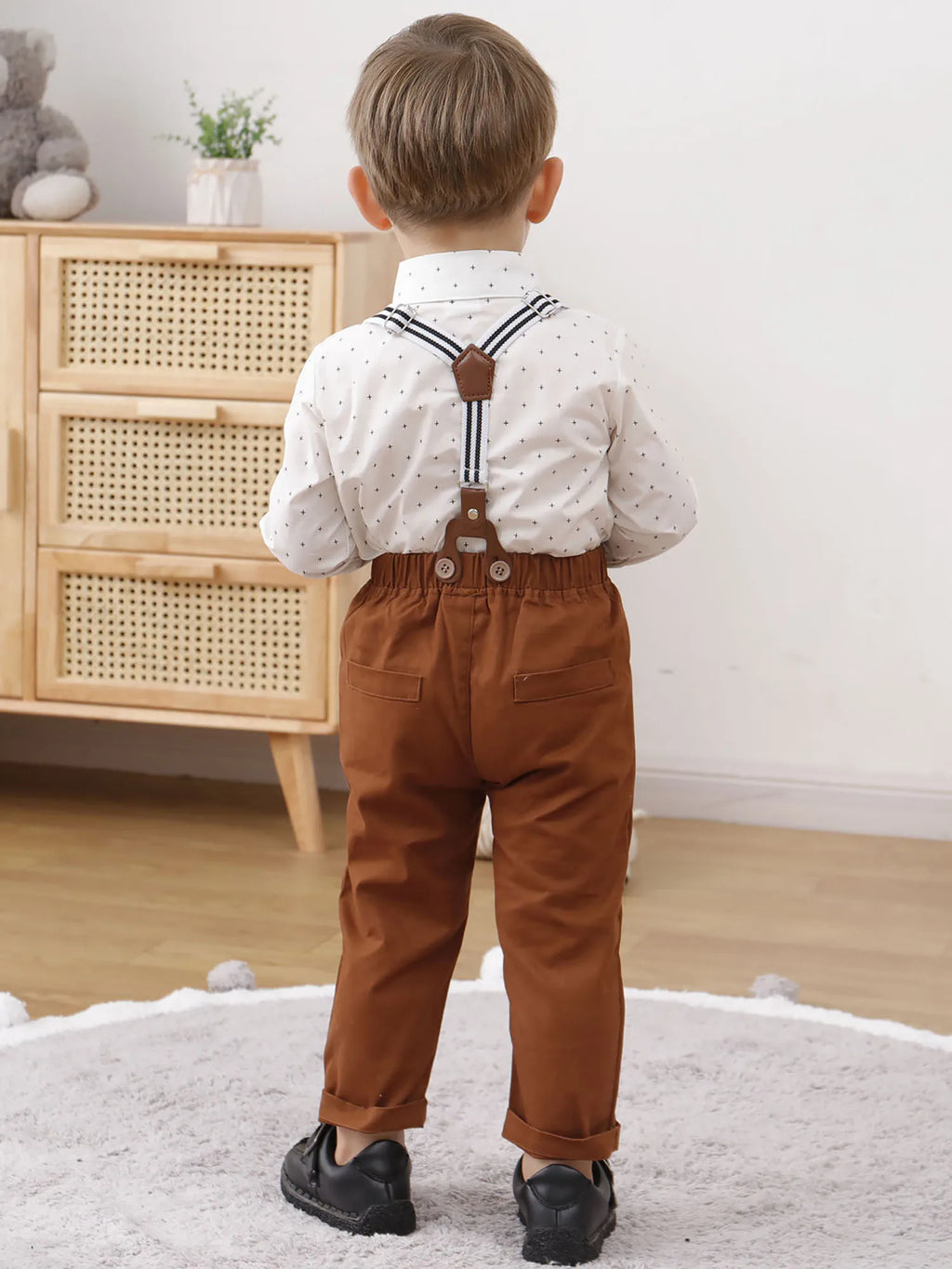 Toddler Baby Boy Clothes 1-5T Gentleman Suit Long Sleeves Shirt + Suspender Pants + Bowtie Toddler Boy Outfits