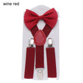 Kids Elastic Suspenders Bow Tie set Matching Tuxedo Suit Unisex Boy Girl Bowtie Wedding Costume Adjustable Y-Back Brace Belt