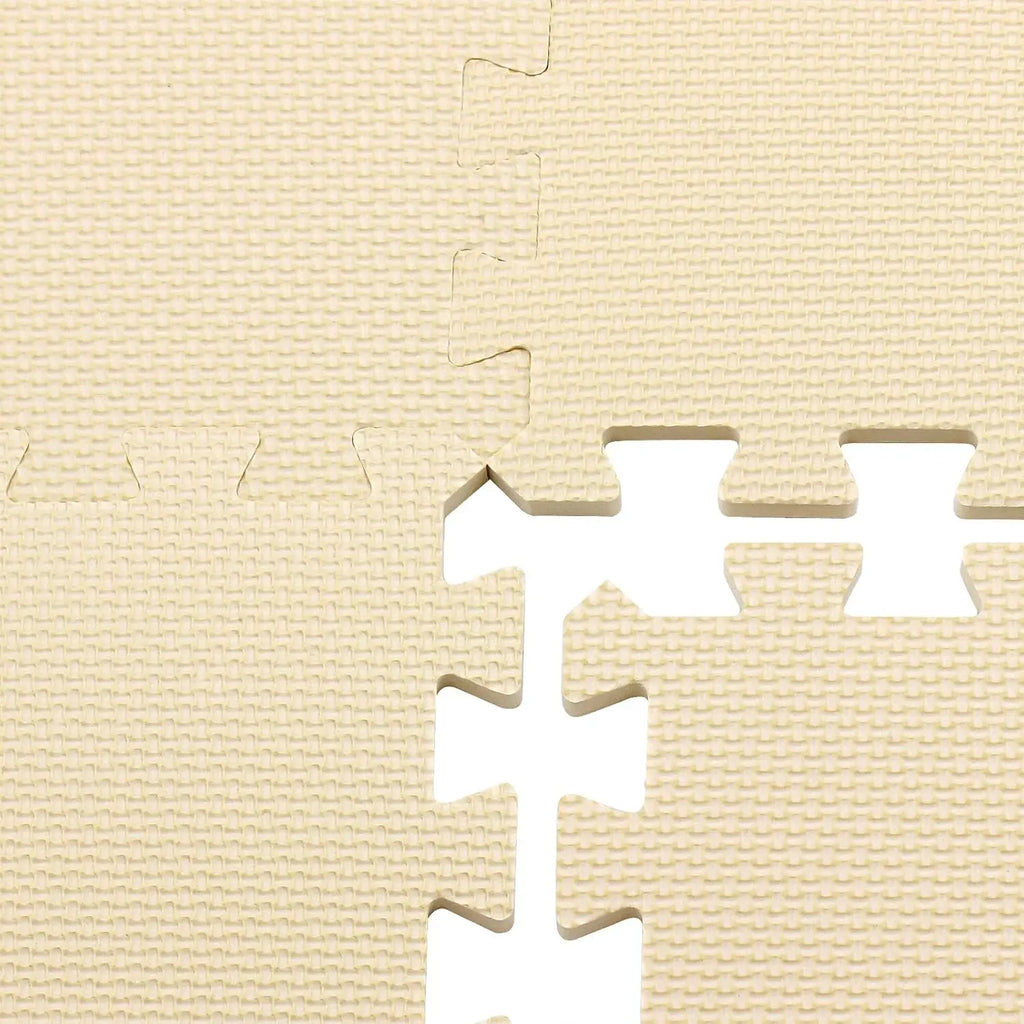 18 Tiles Interlocking Puzzle Foam Play Mat with Straight Edges for Babies and Home Gym, Beige